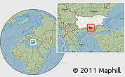 Savanna Style Location Map of Kardzali, highlighted country, hill shading
