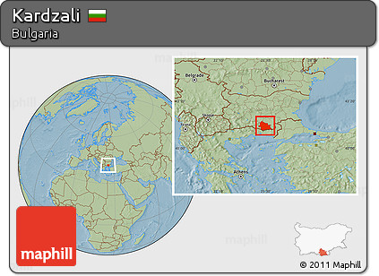 Savanna Style Location Map of Kardzali, hill shading