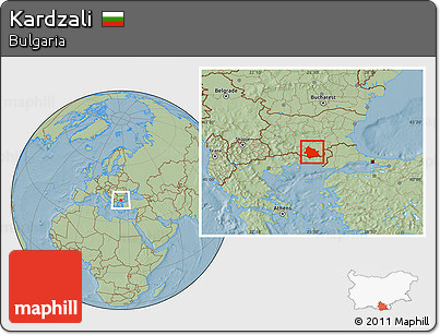 Savanna Style Location Map of Kardzali, hill shading