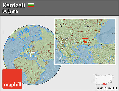 Savanna Style Location Map of Kardzali, hill shading