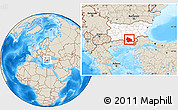 Shaded Relief Location Map of Kardzali, highlighted country