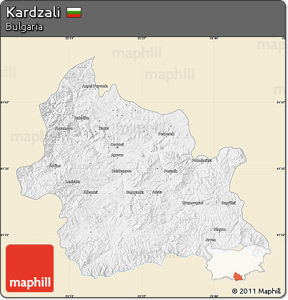 Classic Style Map of Kardzali, single color outside