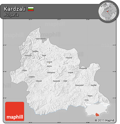 Gray Map of Kardzali, single color outside