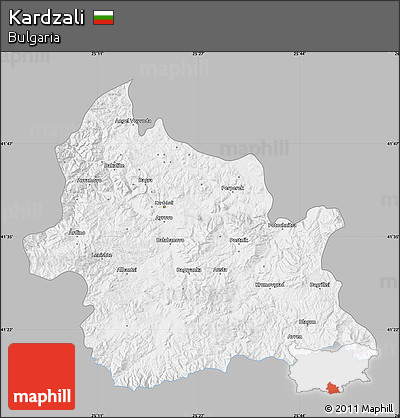 Gray Map of Kardzali, single color outside