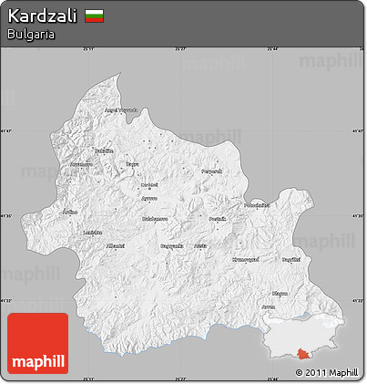 Gray Map of Kardzali, single color outside