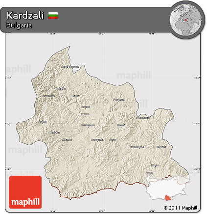 Shaded Relief Map of Kardzali, cropped outside