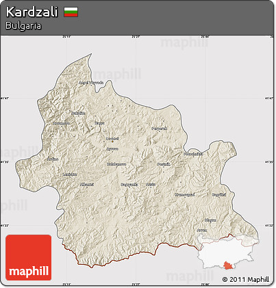 Shaded Relief Map of Kardzali, cropped outside
