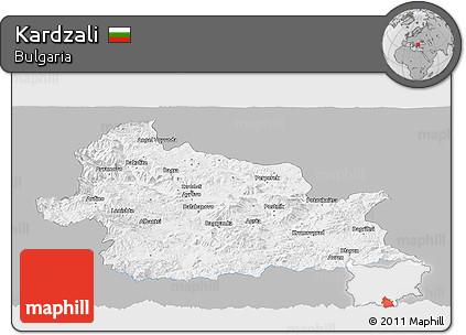 Gray Panoramic Map of Kardzali, single color outside