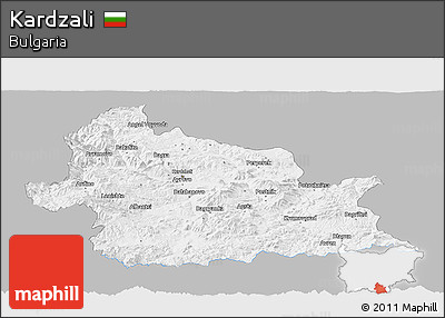Gray Panoramic Map of Kardzali, single color outside