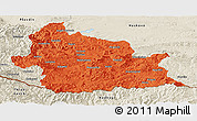 Political Panoramic Map of Kardzali, shaded relief outside