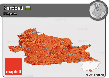 Political Panoramic Map of Kardzali, single color outside