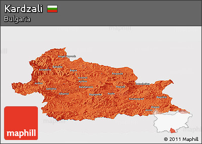 Political Panoramic Map of Kardzali, single color outside