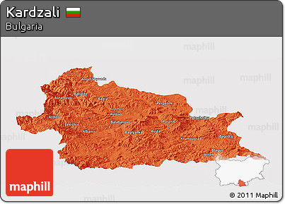 Political Panoramic Map of Kardzali, single color outside