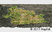 Satellite Panoramic Map of Kardzali, darken, semi-desaturated