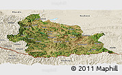 Satellite Panoramic Map of Kardzali, shaded relief outside