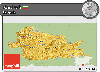 Savanna Style Panoramic Map of Kardzali, single color outside