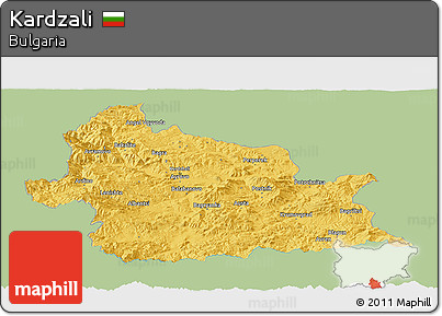 Savanna Style Panoramic Map of Kardzali, single color outside