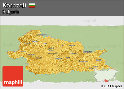 Savanna Style Panoramic Map of Kardzali, single color outside