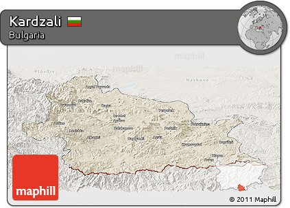 Shaded Relief Panoramic Map of Kardzali, lighten