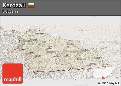 Shaded Relief Panoramic Map of Kardzali, lighten