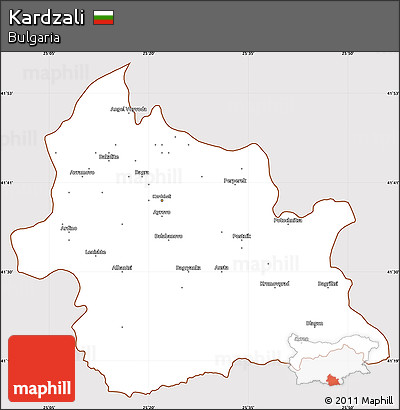 Classic Style Simple Map of Kardzali, cropped outside