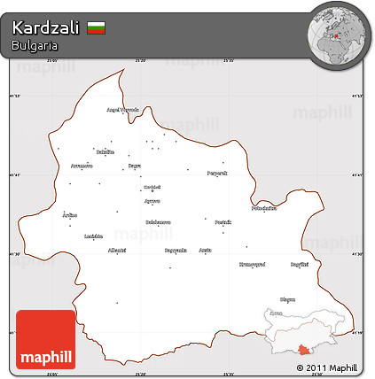 Classic Style Simple Map of Kardzali, cropped outside