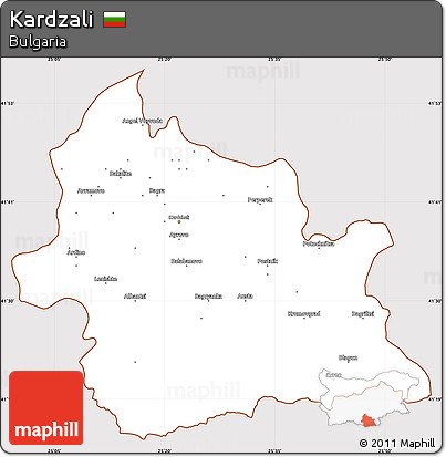 Classic Style Simple Map of Kardzali, cropped outside