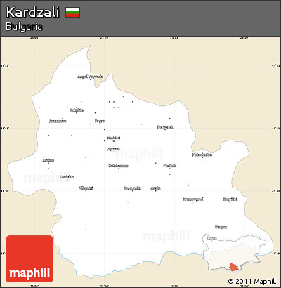 Classic Style Simple Map of Kardzali, single color outside