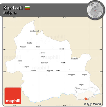Classic Style Simple Map of Kardzali, single color outside