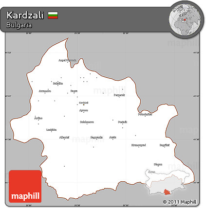 Gray Simple Map of Kardzali, cropped outside