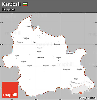 Gray Simple Map of Kardzali, cropped outside