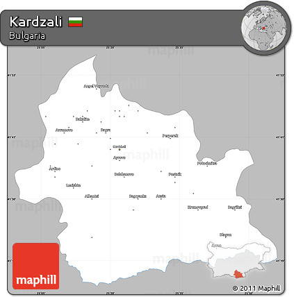 Gray Simple Map of Kardzali, single color outside