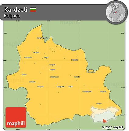 Savanna Style Simple Map of Kardzali, cropped outside