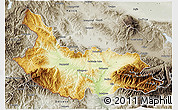 Physical 3D Map of Kjustendil, semi-desaturated