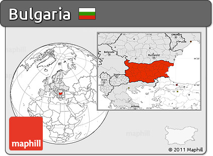 Blank Location Map of Bulgaria, highlighted continent