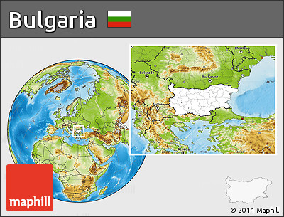 Blank Location Map of Bulgaria, physical outside
