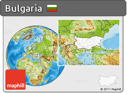 Blank Location Map of Bulgaria, physical outside