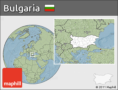 Blank Location Map of Bulgaria, savanna style outside, hill shading outside