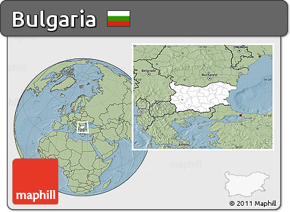 Blank Location Map of Bulgaria, savanna style outside, hill shading outside