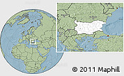 Blank Location Map of Bulgaria, savanna style outside, hill shading outside