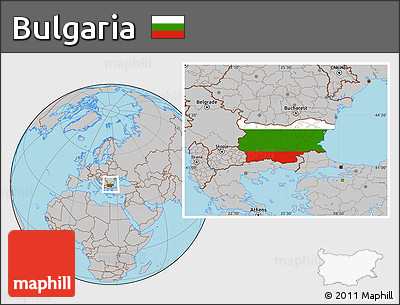 Flag Location Map of Bulgaria, gray outside