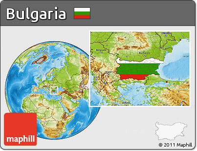 Flag Location Map of Bulgaria, physical outside