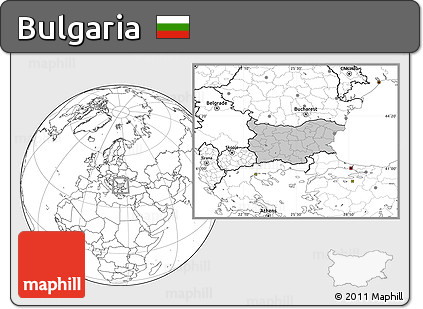 Gray Location Map of Bulgaria, blank outside