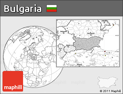 Gray Location Map of Bulgaria, blank outside