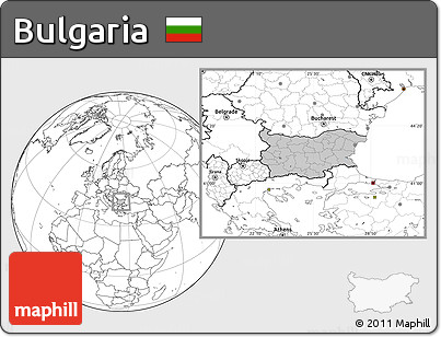Gray Location Map of Bulgaria, blank outside