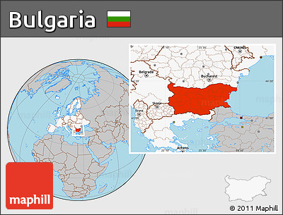 Gray Location Map of Bulgaria, highlighted continent