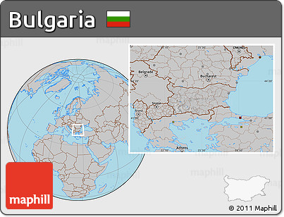 Gray Location Map of Bulgaria, hill shading inside
