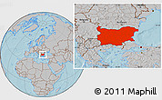 Gray Location Map of Bulgaria, hill shading