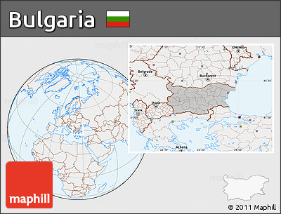 Gray Location Map of Bulgaria, lighten