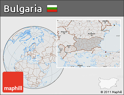 Gray Location Map of Bulgaria, lighten, semi-desaturated